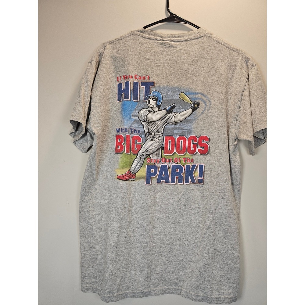 Vintage 2004 Big Dogs Baseball T-Shirt Gray Graphic Tee Mens L St Bernard